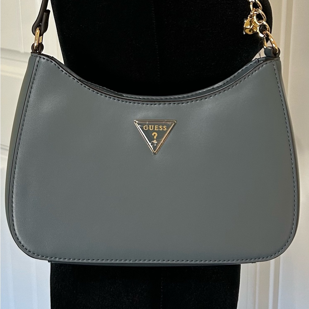 Guess Elegant Slate Shoulder Bag.  The color is blue/gray. Perfect for Spring!